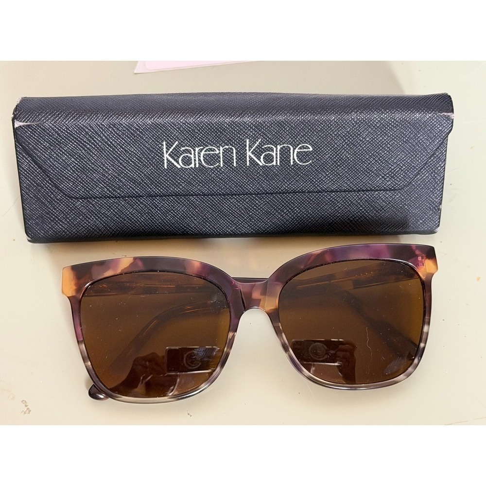 RX Karen Kane Blackcap Sunglasses Brown Tortoise Square Frame w/ Logo Case